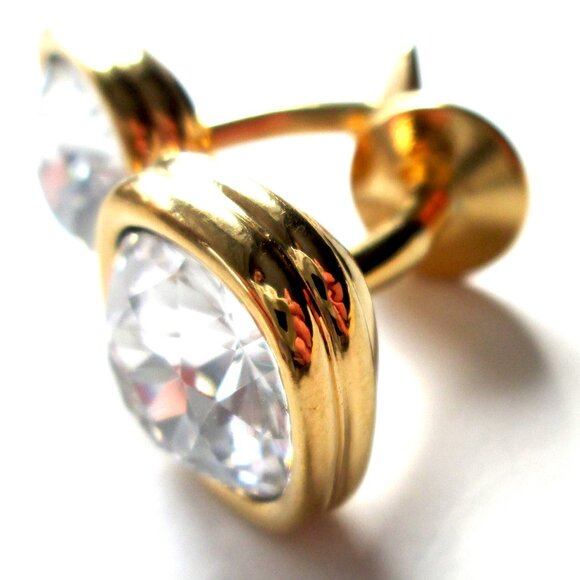 ✨ SWAROVSKI Swan Mark Cufflinks Cuff Links Clear Crystals Gold Tone - Picture 1 of 12